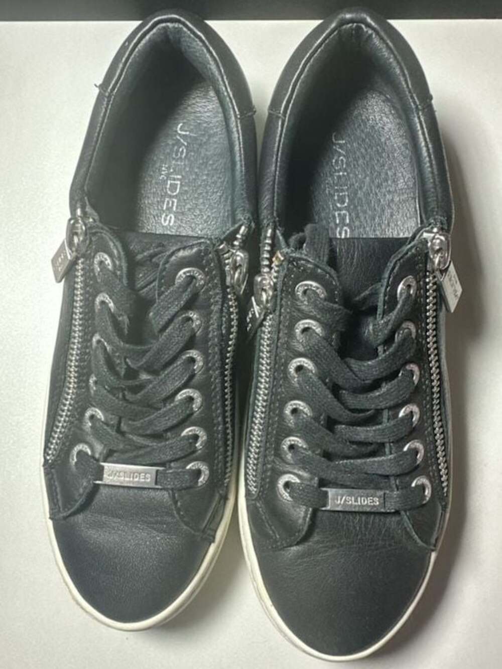 Women’s Punk Rock J/Slides Harling Black Leather Zip Platform Sneaker